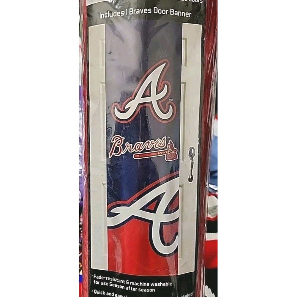 Atlanta Braves MLB Door Banner Full Door Size 84" Tall Hanging Dowels Included
